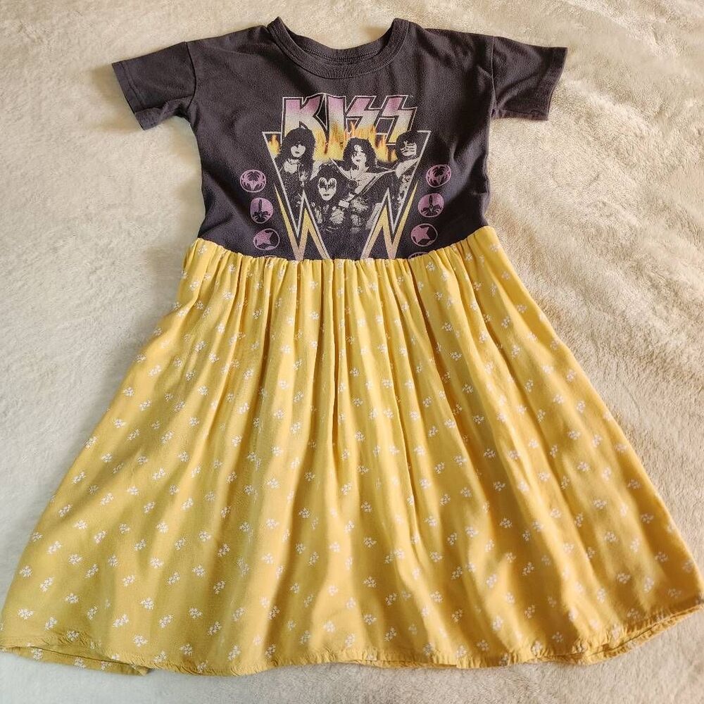 Kiss Graphic Tshirt Upcycled into a Dress Size 4t